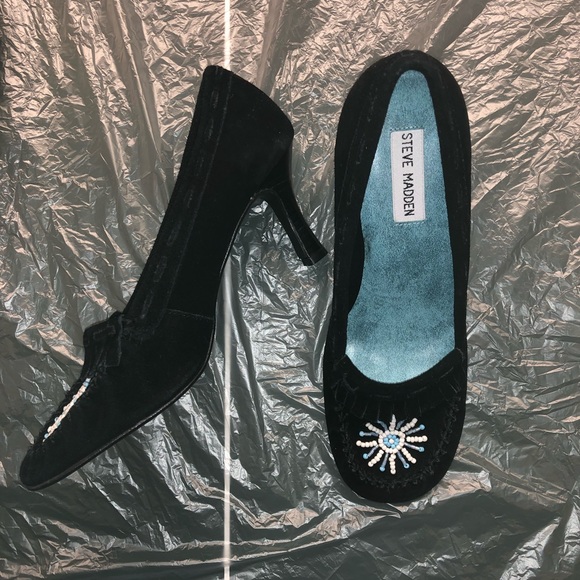 NWOB Steve Madden Black Beaded Heels size 7 - Picture 3 of 3